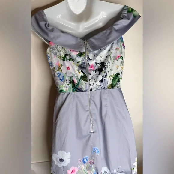 ASOS Maternity Gray Floral Waist Midi Dress Size 4 NWT - Picture 3 of 11